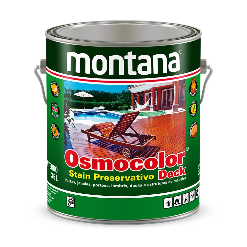 Stain Osmocolor Acetinado Castanho UV Deck 3,6l Montana Politintas