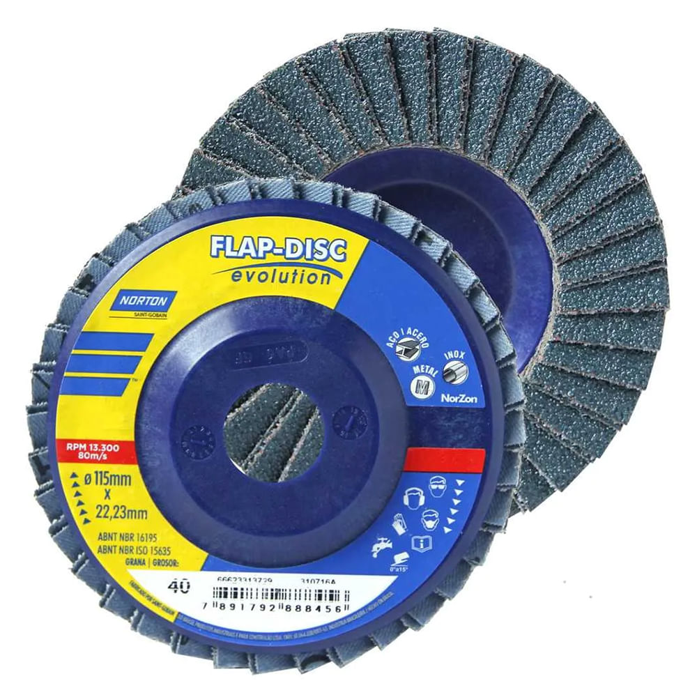 Disco de lixa Flap Disc Evolution Norton R822 115x22mm Politintas