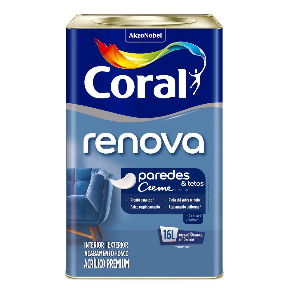 Tinta Coral Renova paredes e tetos 16L